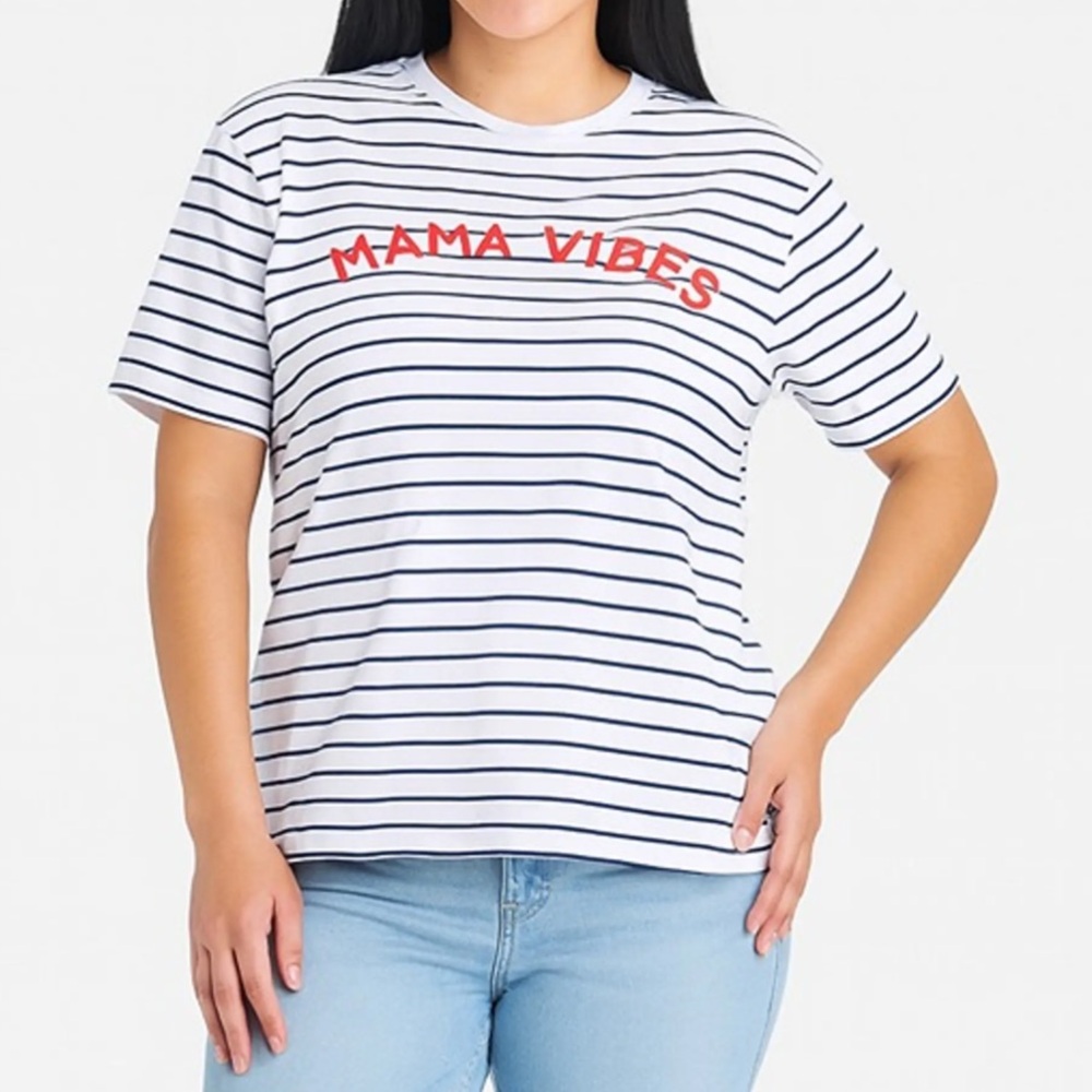 NWT! Maternity MAMA VIBES Top Isabel Maternity Striped T-Shirt size XL